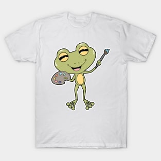 Frog at Painting with Brush & Paint T-Shirt